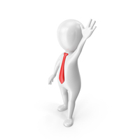 Waving Stickman With Red Tie PNG & PSD Images