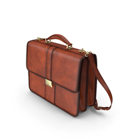 Leather Flapover Briefcase Brown PNG & PSD Images
