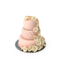 Multilevel Wedding Cake with Sugar Flowers PNG & PSD Images