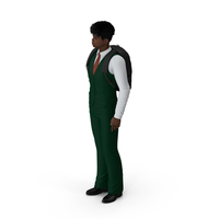 Black Teenager Dark Skin School Uniform Standing Pose PNG & PSD Images
