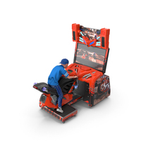 Boy on Motorcycle Racing Arcade Machine PNG & PSD Images