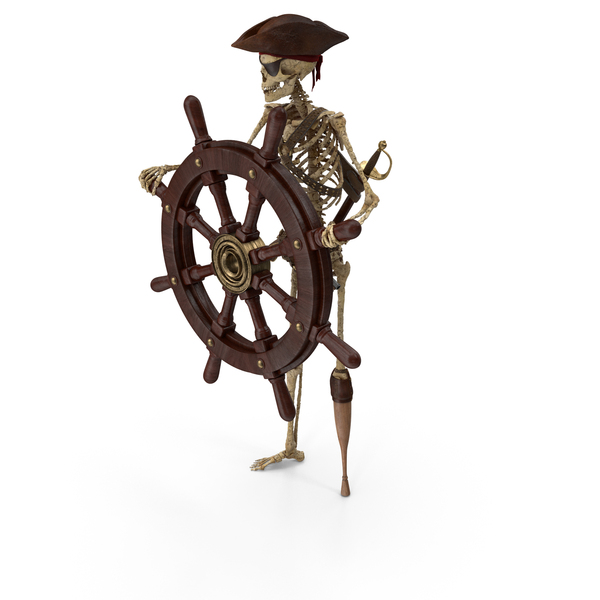 Worn Skeleton Pirate Captain Steering Ship Wheel PNG & PSD Images