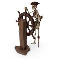 Worn Skeleton Pirate Streering Ship Captain Wheel With Stand PNG & PSD Images