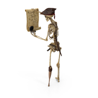 Worn Skeleton Pirate Looking At Treasure Map With Compass PNG & PSD Images