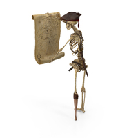 Worn Skeleton Pirate Looking At A Large Treasure Map PNG & PSD Images