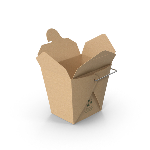 Kraft Paper Take Out Food Container 16 Oz Opened PNG & PSD Images