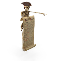 Worn Skeleton Pirate Presenting Recruiting Contract PNG & PSD Images