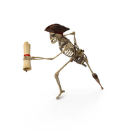 Worn Skeleton Pirate Messanger Running With Scroll PNG & PSD Images