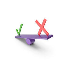 Tick And Cross Icon On Seesaw PNG & PSD Images