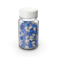 Pill Bottle With Blue Capsules PNG & PSD Images