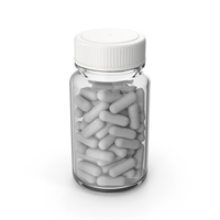 Pill Bottle With Grey Capsules PNG & PSD Images