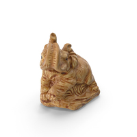 Baby Elephant Statuette Painted PNG & PSD Images