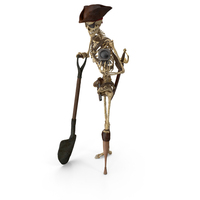 Worn Skeleton Pirate Searching For Buried Treasure PNG & PSD Images