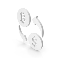 White Bitcoin To Dollar Currency Exchange Symbol PNG & PSD Images