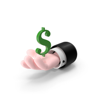 Green Dollar Sign In Cartoon Hand PNG & PSD Images