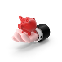 Red Piggy Bank In Cartoon Hand PNG & PSD Images