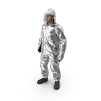 Firefighter Wearing Aluminum Fire Resistant Suit PNG & PSD Images