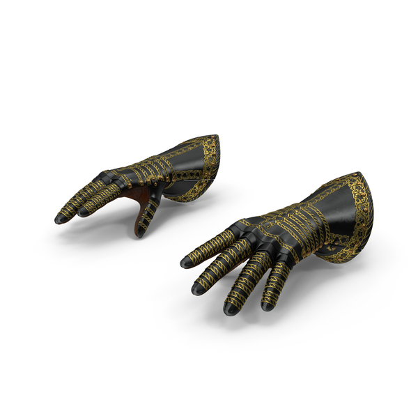 Medieval Knight Black Gold Armor Gauntlets PNG & PSD Images