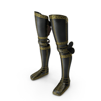 Medieval Knight Black Gold Leg Armor PNG & PSD Images