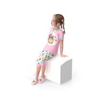 儿童女孩家庭风格坐着姿势PNG和PSD图像
