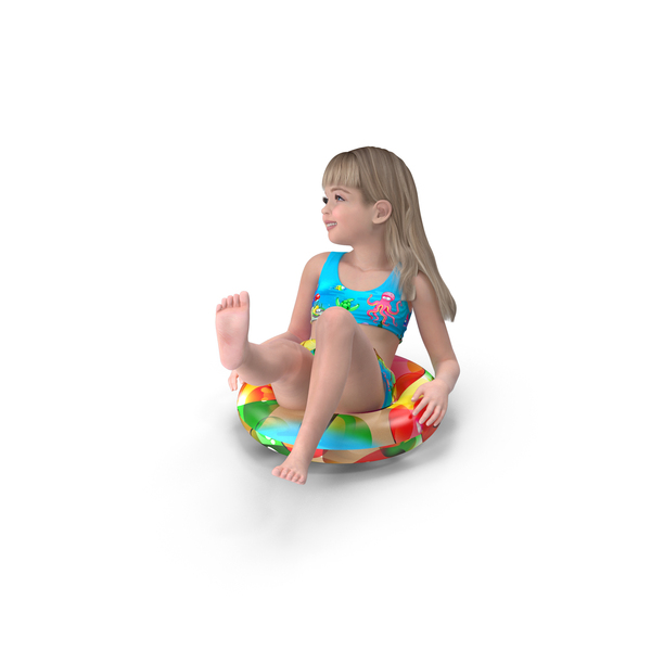 Child Girl With Swim Ring PNG & PSD Images