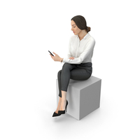 Elizabeth Business Sitting Pose With Phone PNG & PSD Images