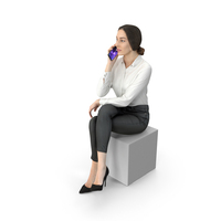 Elizabeth Business Sitting Pose With Phone PNG & PSD Images