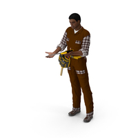 Afro American Woodworker Standing Pose PNG & PSD Images