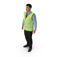 Construction Architect in Yellow Safety Jacket Standing Pose PNG & PSD Images