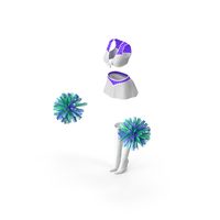 Purple Cheerleader Outfit with Pom Pom PNG & PSD Images