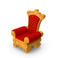 Santa Throne Chair in Red Velvet and Gold Frame PNG & PSD Images