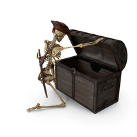 Worn Skeleton Pirate Opening An Empty Chest PNG & PSD Images