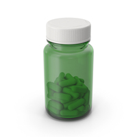 Green Pill Bottle With Pills PNG & PSD Images