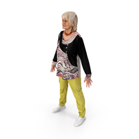 Old Woman Standing In Casual Clothing PNG & PSD Images