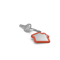 Door Key with Red House Shape Trinket PNG & PSD Images