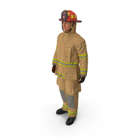 Firefighter with Fully Protective Suit Standing Pose PNG & PSD Images