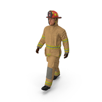 Firefighter with Fully Protective Suit Walking Pose PNG & PSD Images