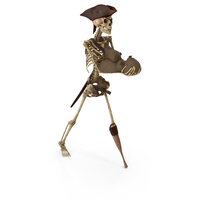 Worn Skeleton Pirate Carrying Small Sacks PNG & PSD Images