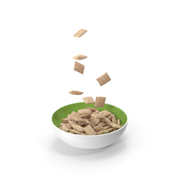 Breakfast Cereal Pads Falling into Bowl PNG & PSD Images