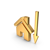 Gold Cost Of Homes Decreasing Symbol PNG & PSD Images