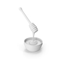 Monochrome Honey Dipper With Bowl PNG & PSD Images