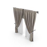 Beige Curtain With White Tulle Roman Curtain PNG & PSD Images