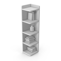 Monochrome Corner Bookshelf Set PNG & PSD Images
