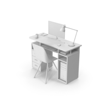 Monochrome Computer Desk Set PNG & PSD Images