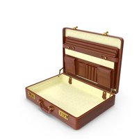 Opened Hard Shell Leather Briefcase Brown PNG & PSD Images