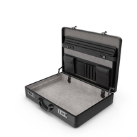 Opened Hard Shell Leather Briefcase Black PNG & PSD Images