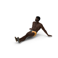 Afro American Man in Swimwear Lying Pose PNG & PSD Images