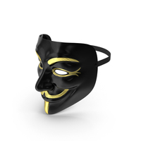 匿名面具黑色和金色PNG和PSD图像