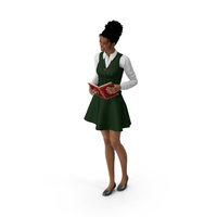 Light Skin Black Teenage Schoolgirl Standing Pose PNG & PSD Images