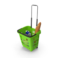 Plastic Roll Shopping Basket With Goods PNG & PSD Images